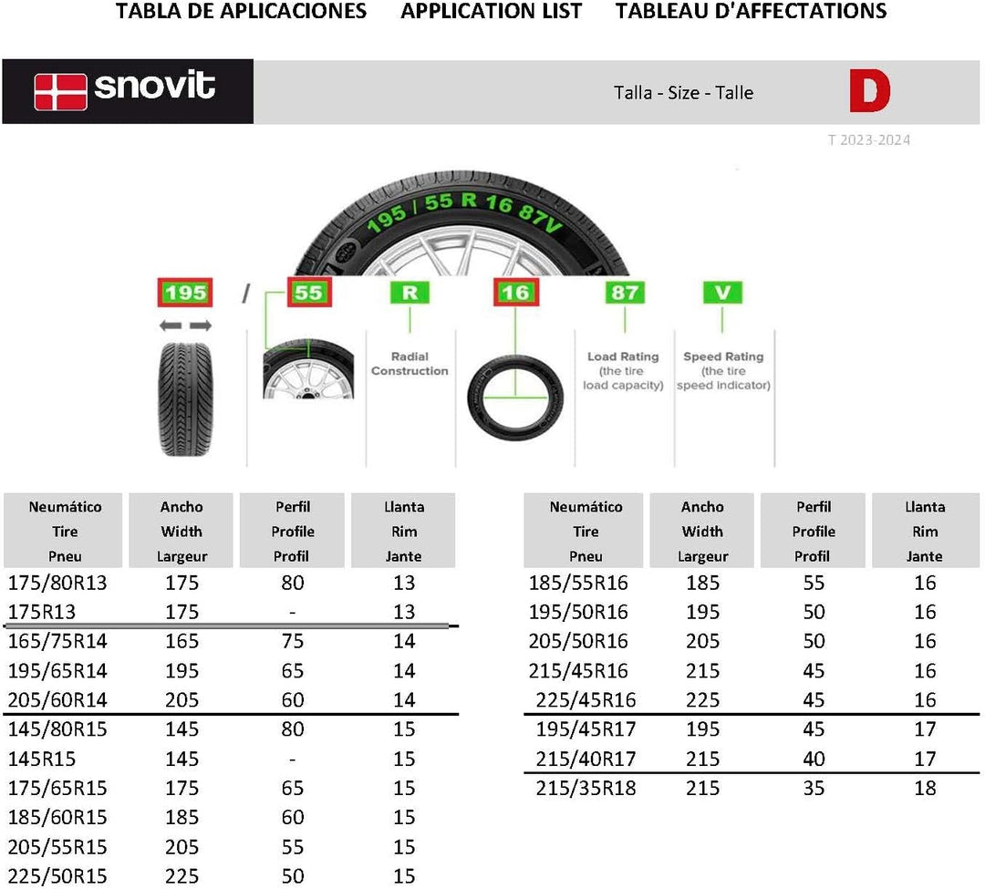 Fix & GOTEX – 8ZFD Schneeketten, Kette Textil für Auto Grösse: D Talla D, Talla D