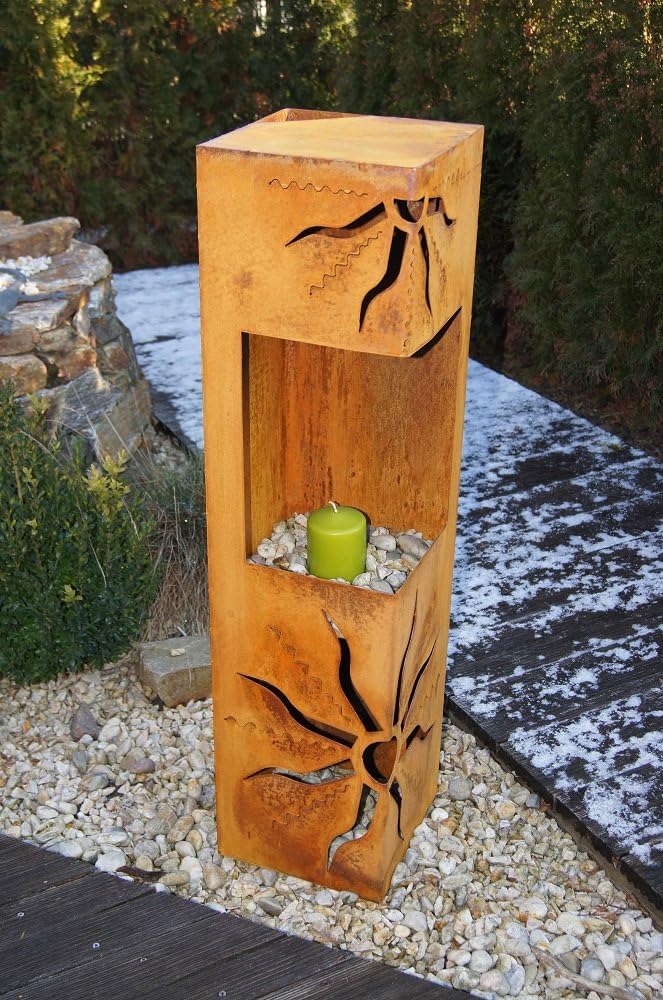 Feuersäule Sonne Edelrost Rost Metall Gartendeko Garten Stele Fackel Feuer Säule
