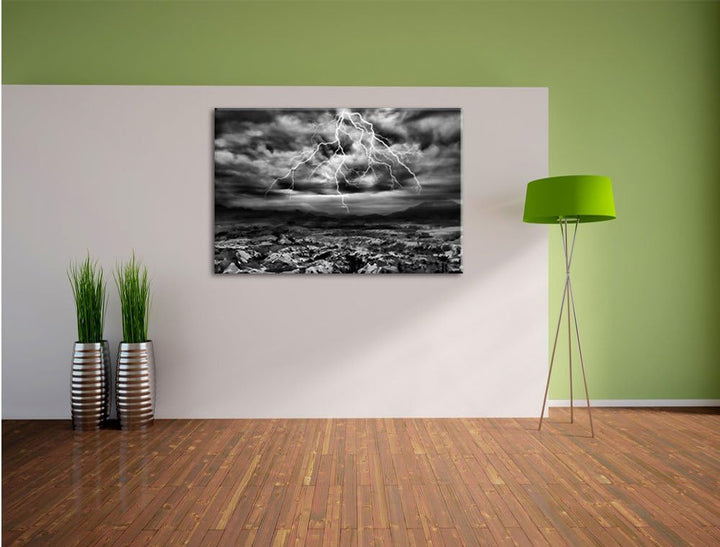 Pixxprint gewaltiges Gewitter als Leinwandbild/Grösse: 100x70 / Wandbild/Kunstdruck/fertig bespannt,