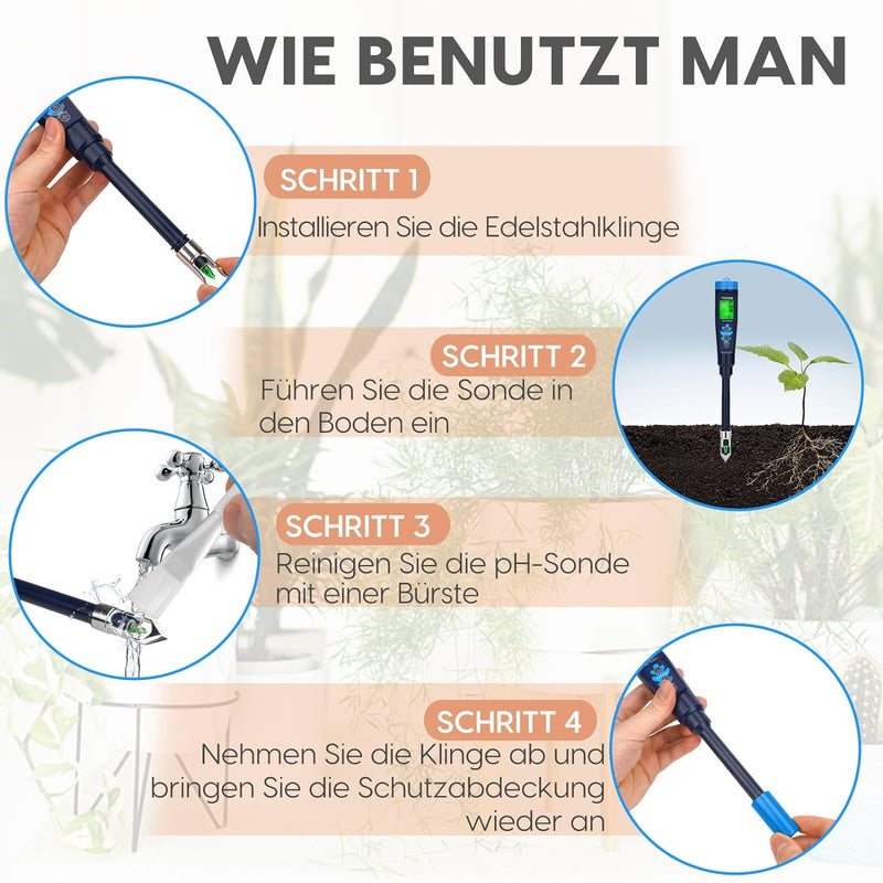 Digitales Boden pH Messgerät,Boden und Wasser pH Tester, hochwertiges pH Messgerät für den Heimgebra