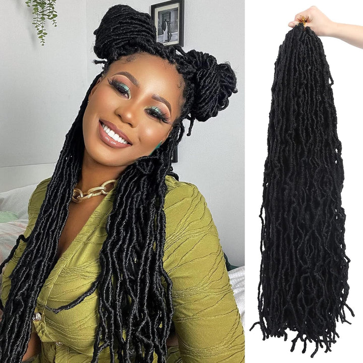 Beyond Beauty 6 Packungen/Lot Nu Faux Locs Häkelhaar, 61 cm, vorgeschlungene Göttin Locs Häkelhaar,