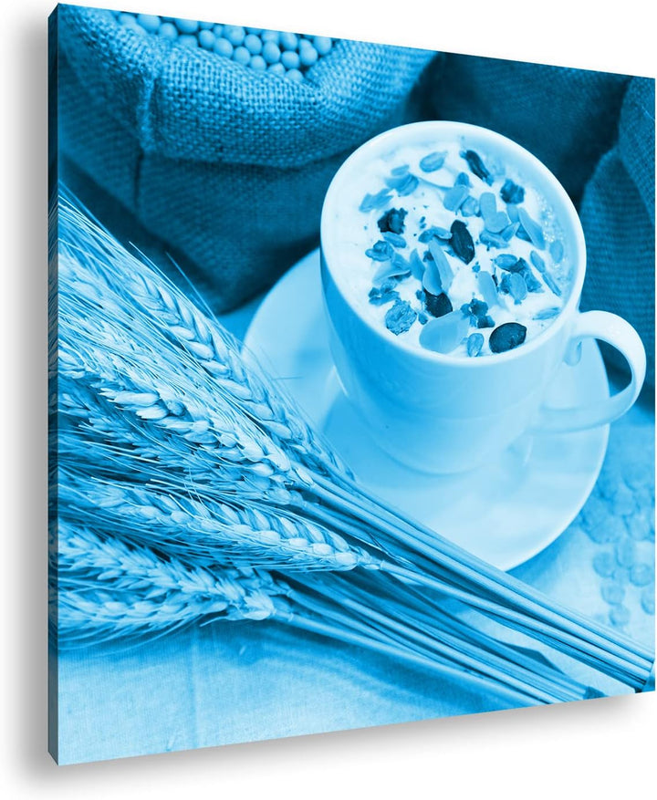 deyoli Getreide Müsli Format: 70x70 Effekt: Monocrome Blau als Leinwandbild, Motiv fertig gerahmt au