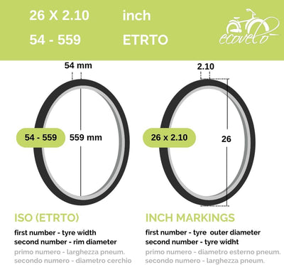 Ecovelò Unisex – Erwachsene 26 x 2,10 2 Reifen MTB 26 x 2.10 (54-559), Schwarz, Einheitsgrösse