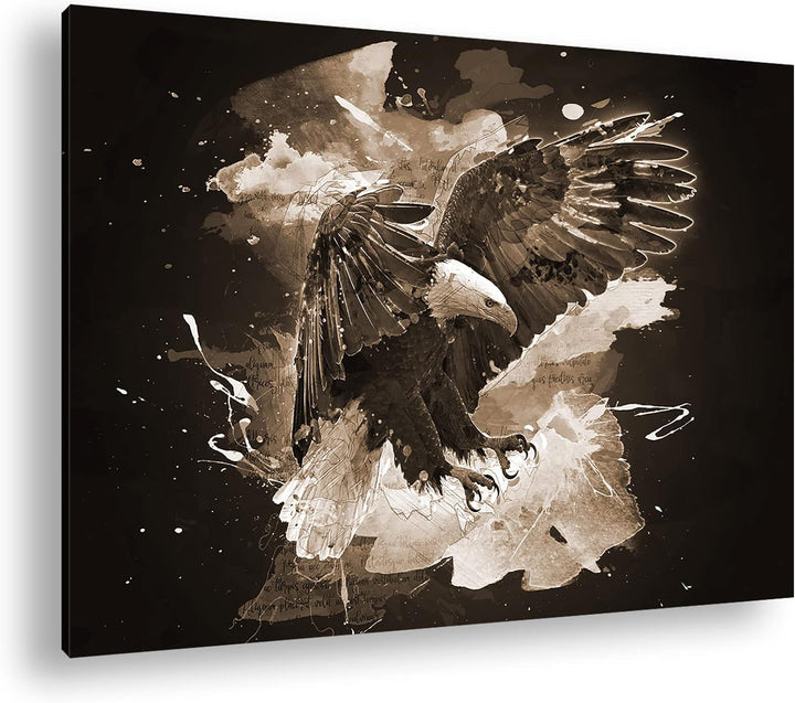 deyoli anmutiger Adler Effekt: Sepia Format: 80x60 als Leinwandbild, Motiv fertig gerahmt auf Echtho