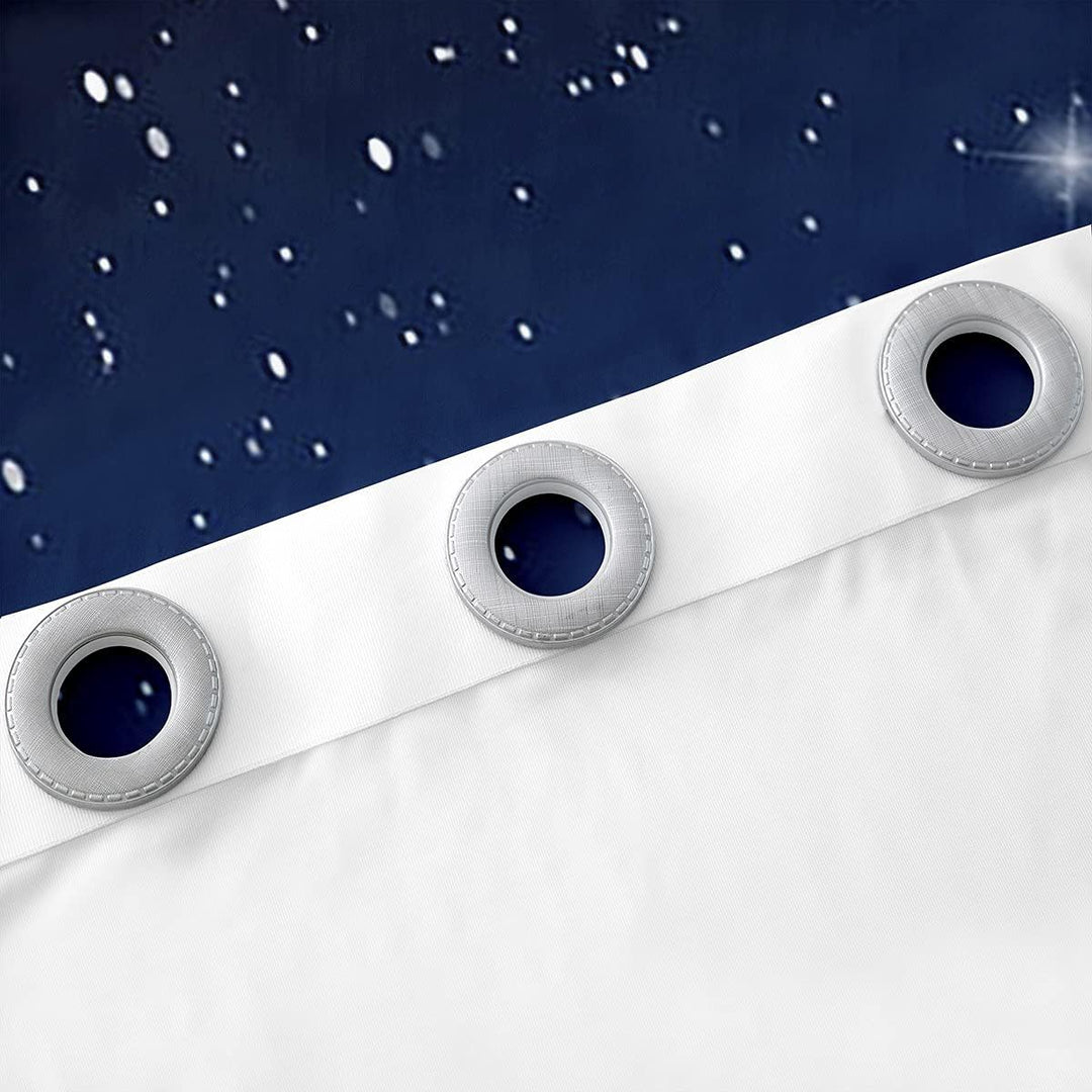 Loussiesd Blaue Galaxie Fenstervorhang 245x140cm Stern Mond Bedrucktes Vorhänge Teenager Kinder Mädc