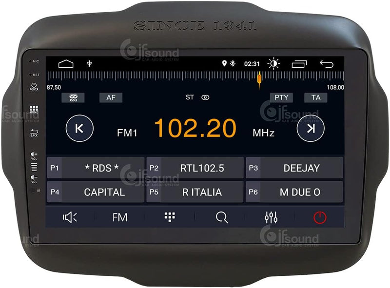 Personalisiertes Autoradio für Jeep Renegade Android GPS Bluetooth WiFi USB DAB+ Touchscreen 9" 4cor