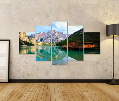 Bild auf Leinwand Pragser Wildsee (Pragser Wildsee) In Dolomiten Südtirol Italien Wandbild Poster Ku