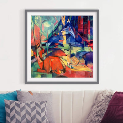 Bild mit Rahmen - Franz Marc - Rehe im Walde - Rahmenfarbe Grau, 30 x 30 cm 30cm x 30cm Grau, 30cm x