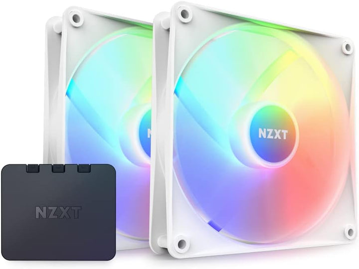 NZXT F140 RGB Core Doppelpackung – 2 × 140 mm nabenmontierte RGB-Lüfter mit RGB-Steuerung – 8 einzel