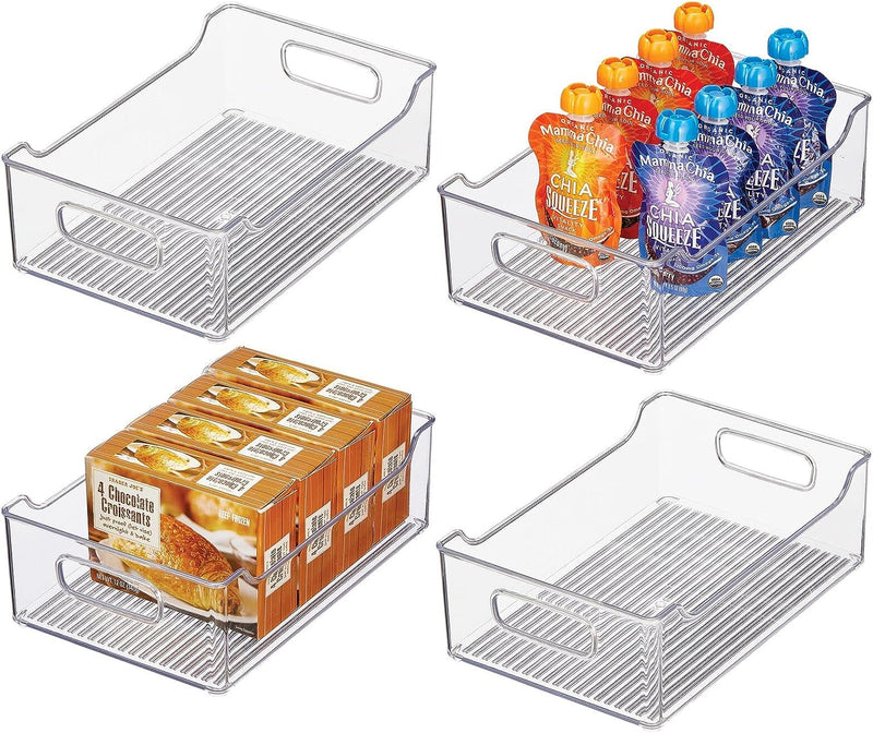 mDesign Aufbewahrungsbox für abgepackte Lebensmittel – Küchen Ablage mit offener Vorderseite und Gri