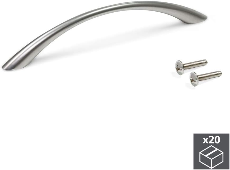 Emuca 9160925 Griffe für Möbelstück, CC 128mm, Zamak, Grau-metallic, 20 Stück Grau-metallic 128 mm 2
