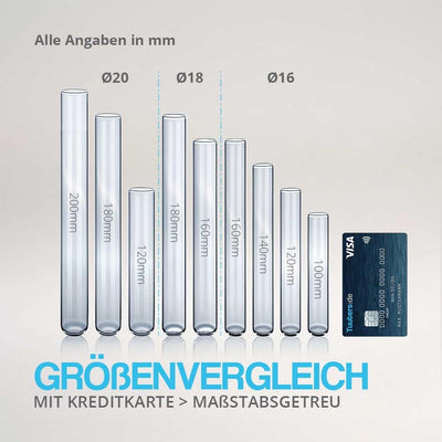 Tuuters 100 Stück Reagenzgläser aus Glas mit Verschluss (160 x Ø 16mm) Glasröhrchen mit Deckel für L