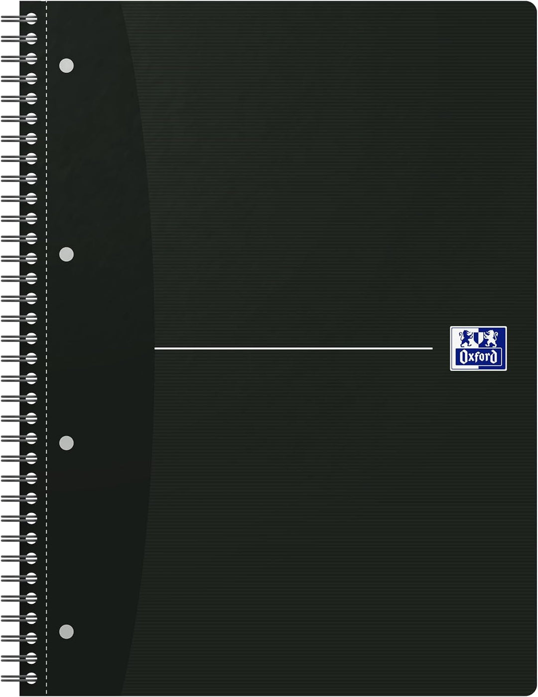 Oxford Collegeblock A4, kar-lie, kariert/liniert, 140 Seiten, smart black/schwarz, 5 Stück, kariert/