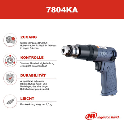 Ingersoll Rand Druckluftbohrmaschine 7804KA, Hochleistungs-Druckluftbohrmaschine mit schlüssellosem