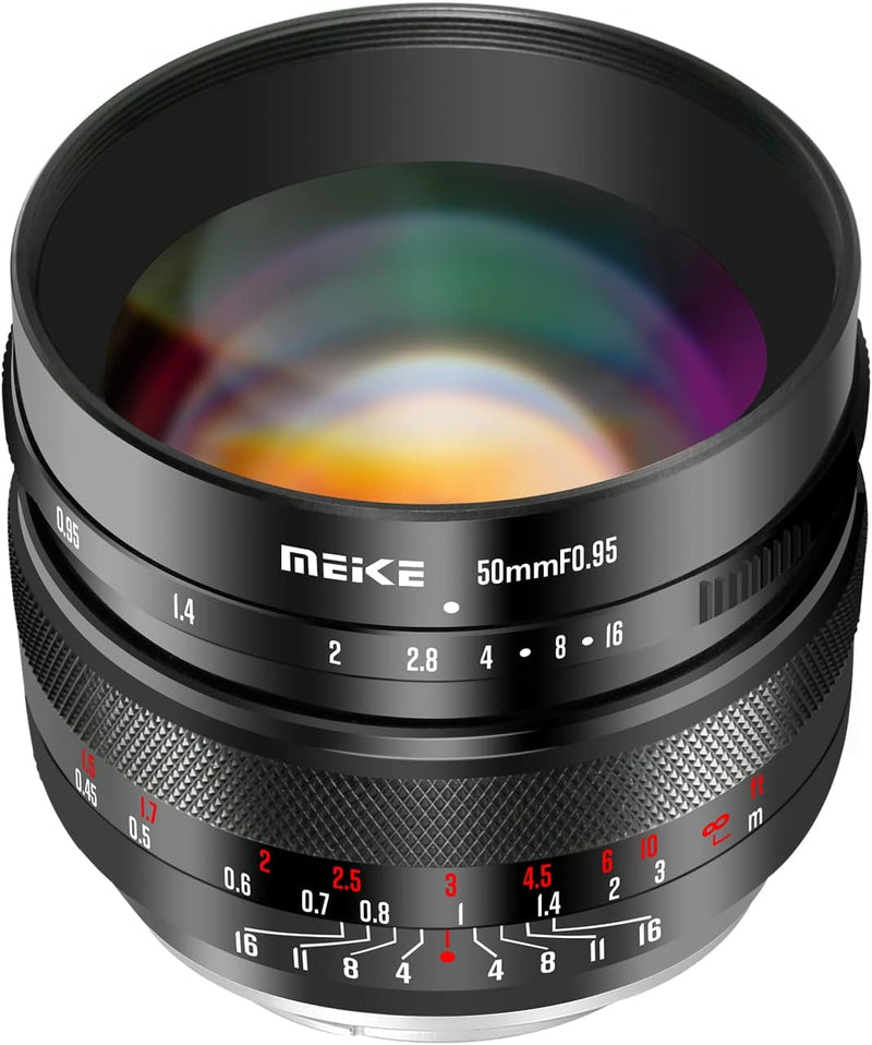 Meike 50mm f0,95 grosse Blende manueller Fokus-Objektiv, kompatibel mit Panasonic Lumix M43 MFT Moun