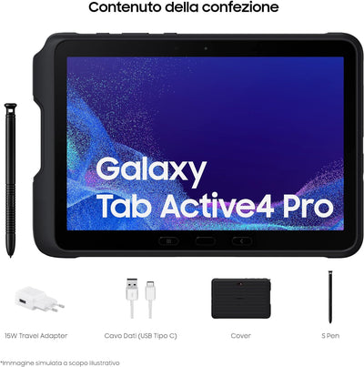 Samsung Galaxy Tab Active4 Pro Tablet Android 10,1 Zoll WLAN RAM 4GB 64GB 12 Black [Italienische Ver