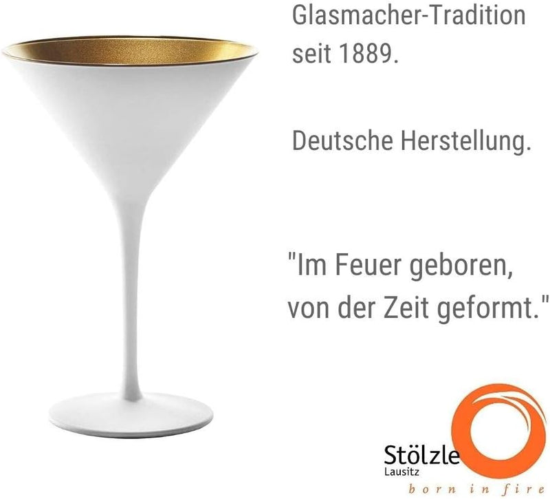 Stölzle Lausitz Cocktailschale Elements 240ml I Martini Gläser 6er Set I weiss-Gold I Cocktailgläser