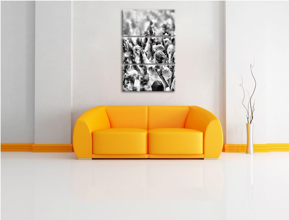 Pixxprint Monocrome, Farben Festival, Holi Indien 3-Teiler Leinwandbild 120x80 Bild auf Leinwand