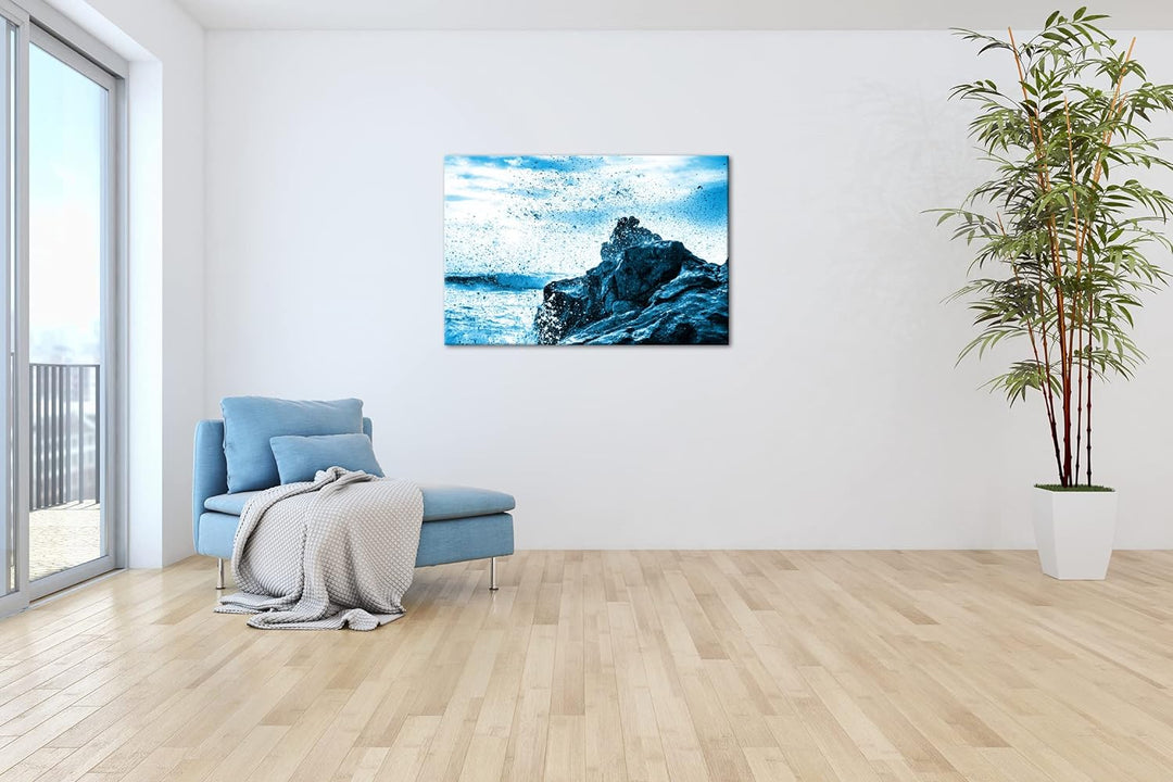 deyoli atemberaubende El Golfo Küste in Spanien Format 80x60 Effekt: Monocrome Blau als Leinwandbild