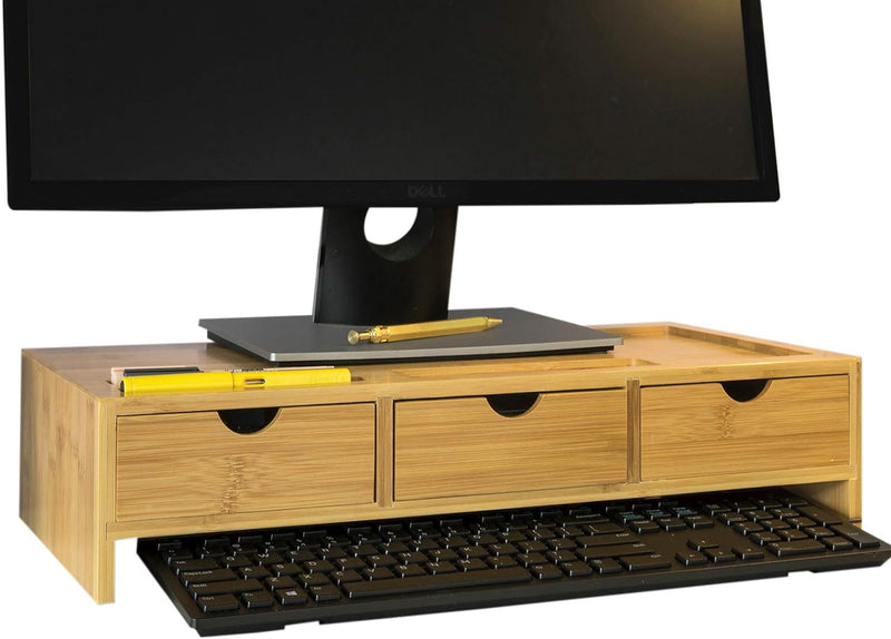 SoBuy BBF03-N Monitorerhöhung Monitorständer Bildschirmständer Schreibtischaufsatz mit Fächern und 3
