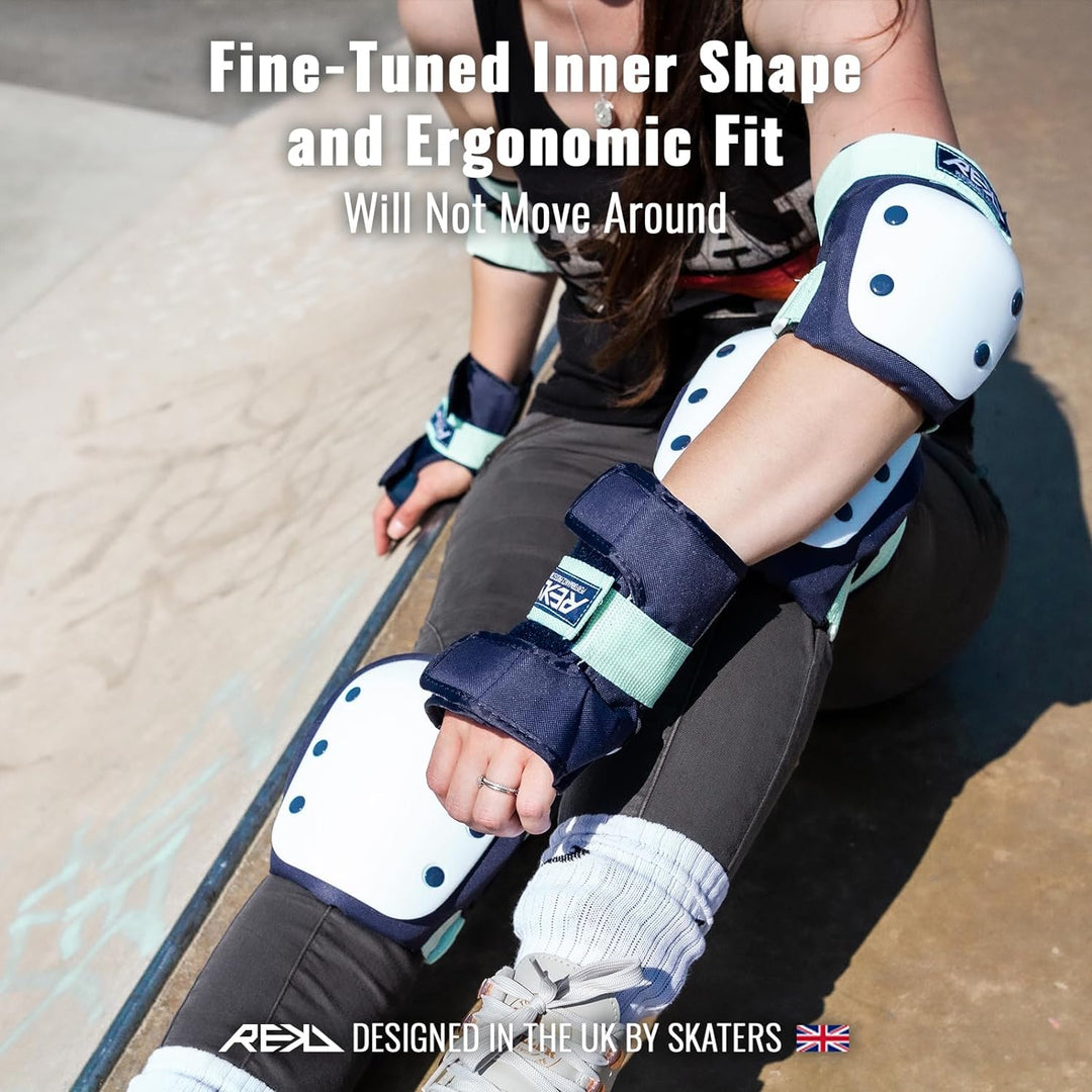 Rekd Heavy Duty Triple Pad Set Skateboard-Schutzset, Unisex, Erwachsene XS Blau / Minzgrün, XS Blau