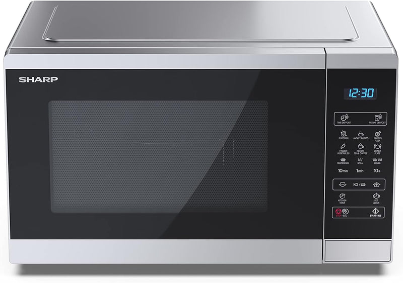 SHARP YC-MG252AE-S Mikrowelle mit Grill (Mikrowelle: 900W, Grill: 1000W, 11 Leistungsstufen, Auftauf