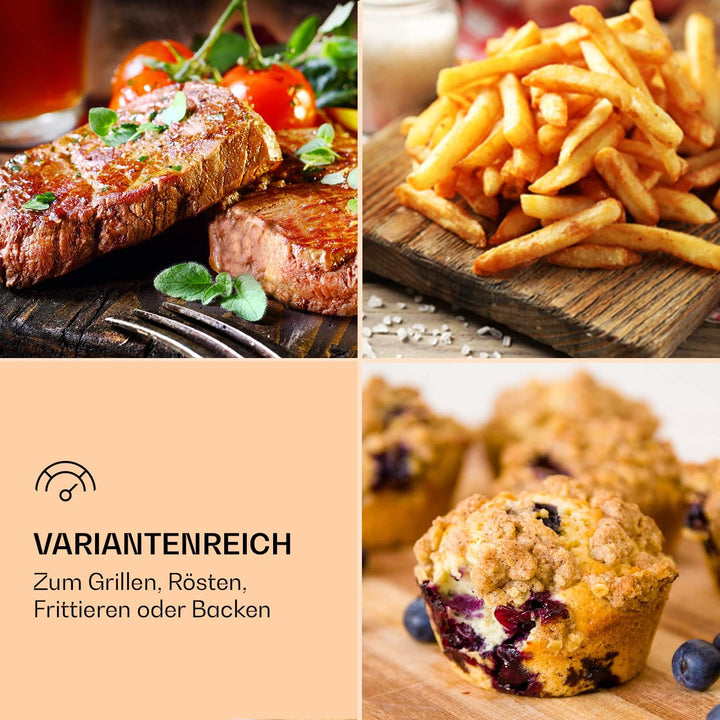 Klarstein Heissluftfritteuse, Sparsamer Airfryer, Fritteuse, Heissluft-Fritteuse für Knusprige Pomme