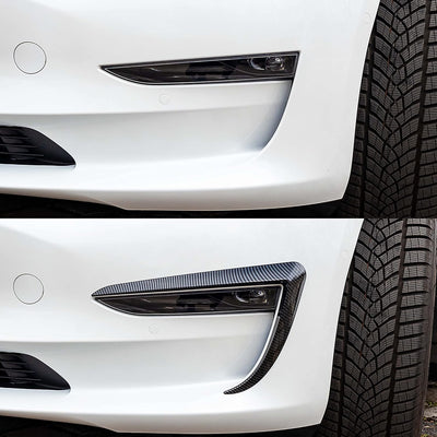 Tesvolution® Nebelscheinwerfer Abdeckungen in Carbonoptik für Tesla Model 3 - Augenbrauen für Schein
