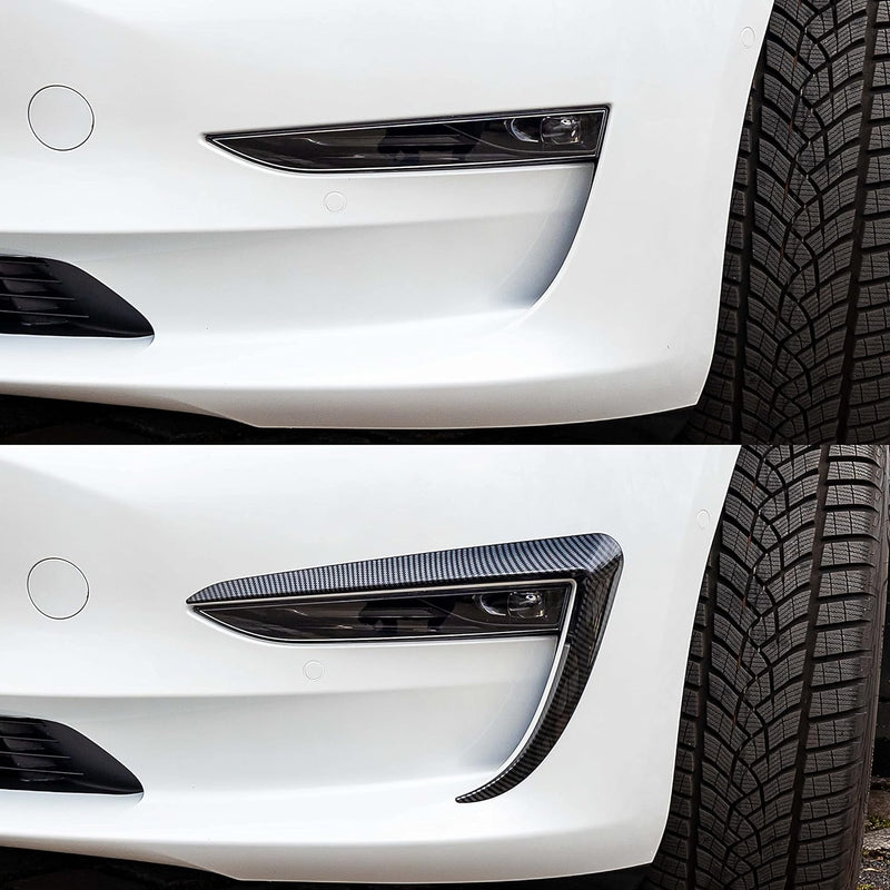 Tesvolution® Nebelscheinwerfer Abdeckungen in Carbonoptik für Tesla Model 3 - Augenbrauen für Schein