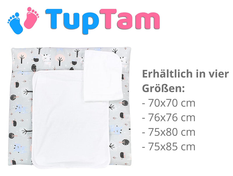 TupTam Wickelauflage inkl. 2 Frotteebezüge Modell MAR02579, Farbe: Rehe/Igel/Grau, Grösse: 75 x 80 c