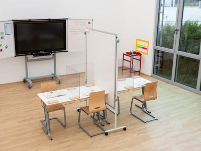 Betzold - Trennwand-Tafel Whiteboard mit 2 Stativen - Einhängetafel Memo-Board