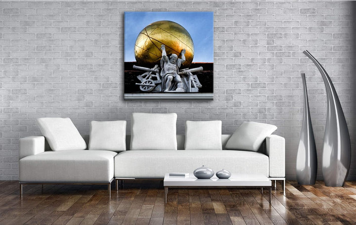 deyoli Atlas Skulptur in Vienna Österreich Format: 60x60 als Leinwand, Motiv fertig gerahmt auf Echt