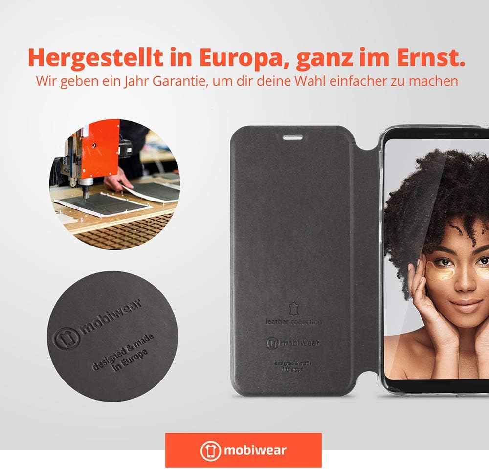 Mobiwear | Echt Lederhülle | Kompatibel mit Samsung Galaxy M51, Made in EU handyhülle, Slim Leather