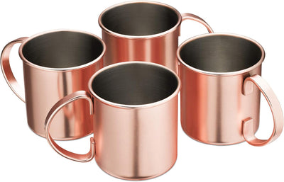 Navaris Moscow Mule Becher 4er Set - 4x Kupferbecher für Moskau Mule Gin Bier - Cocktail Mug Mule-Be