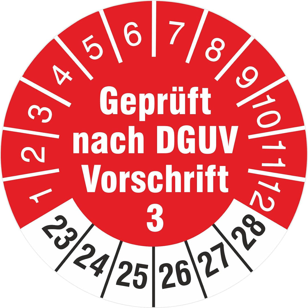 200 Stück geprüft nach DGUV Vorschrift 3 30mm Prüfetikett Prüfplaketten Rollenware türkis 2023-28 20