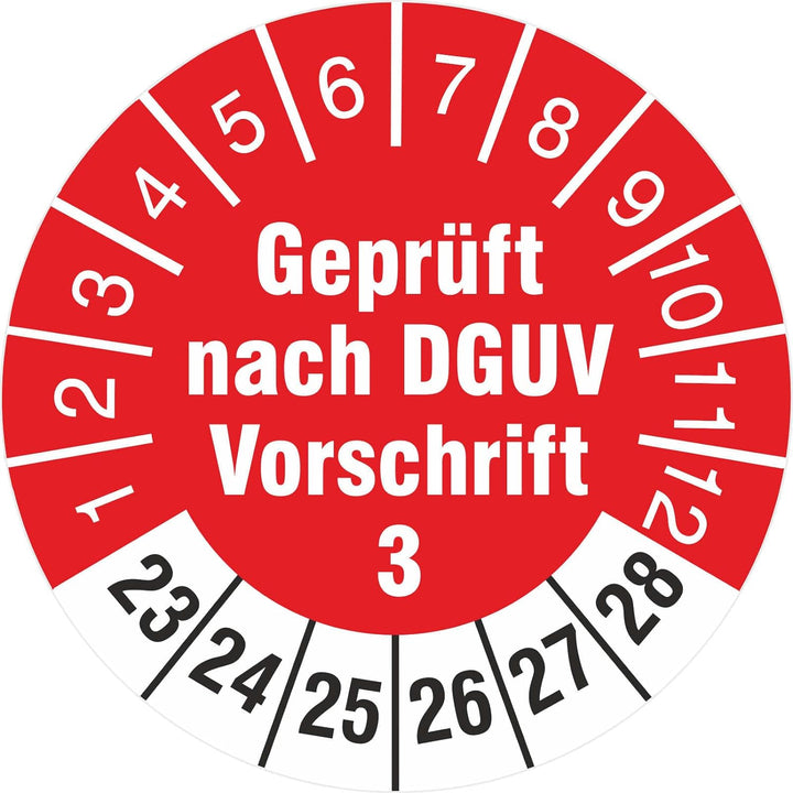 200 Stück geprüft nach DGUV Vorschrift 3 30mm Prüfetikett Prüfplaketten Rollenware türkis 2023-28 20