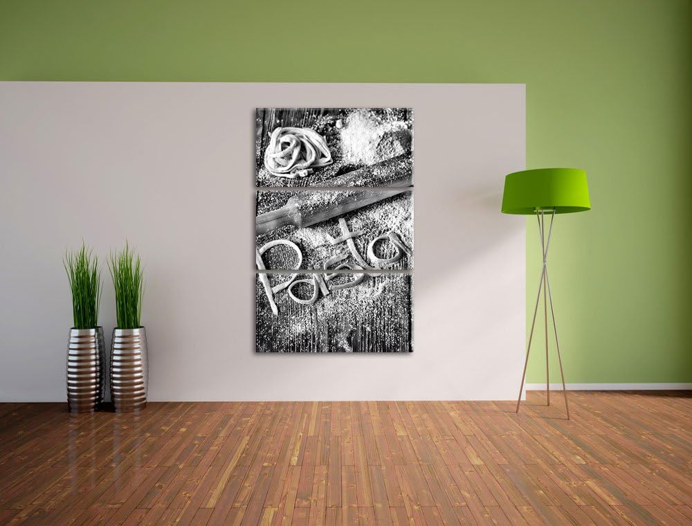 Pixxprint Frische Nudeln Pasta Italia als Leinwandbild/Grösse: 3 Teilig (120x80) cm/Wandbild/Kunstdr