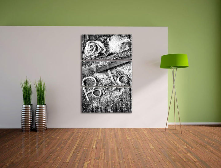 Pixxprint Frische Nudeln Pasta Italia als Leinwandbild/Grösse: 3 Teilig (120x80) cm/Wandbild/Kunstdr