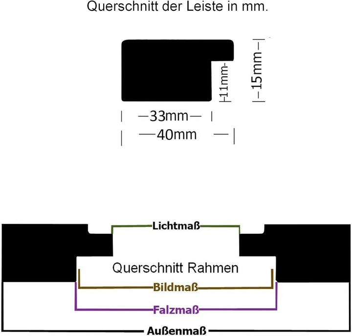 rahmengalerie24 Bilderrahmen 33x98 cm New Rio Rahmen weiss Holz Acrylglas ohne Passepartout Portrait