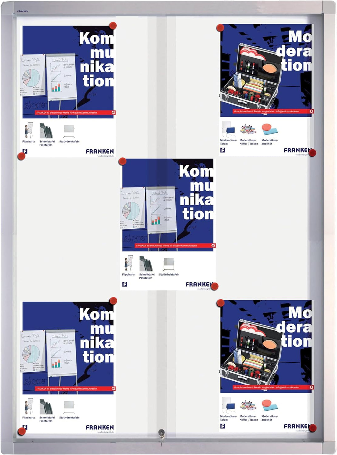 FRANKEN Schaukasten PRO für den Innenbereich, Schiebetür, 9x A4, 73 x 99 x 4,6 cm, magnetisch, mit A