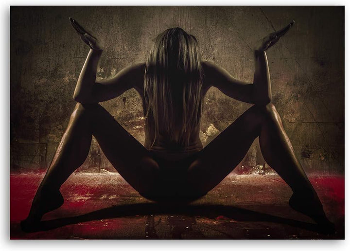 Feeby Wanddeko Glamour Sexy Frau Bild Kunstdruck modern für Schlafzimmer Braun 90x60 cm Deko Paneel