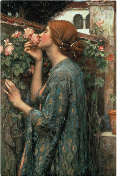 Bilderwelten Leinwandbild - John William Waterhouse Die Seele der Rose Hochformat 90 x 60 cm 90cm x