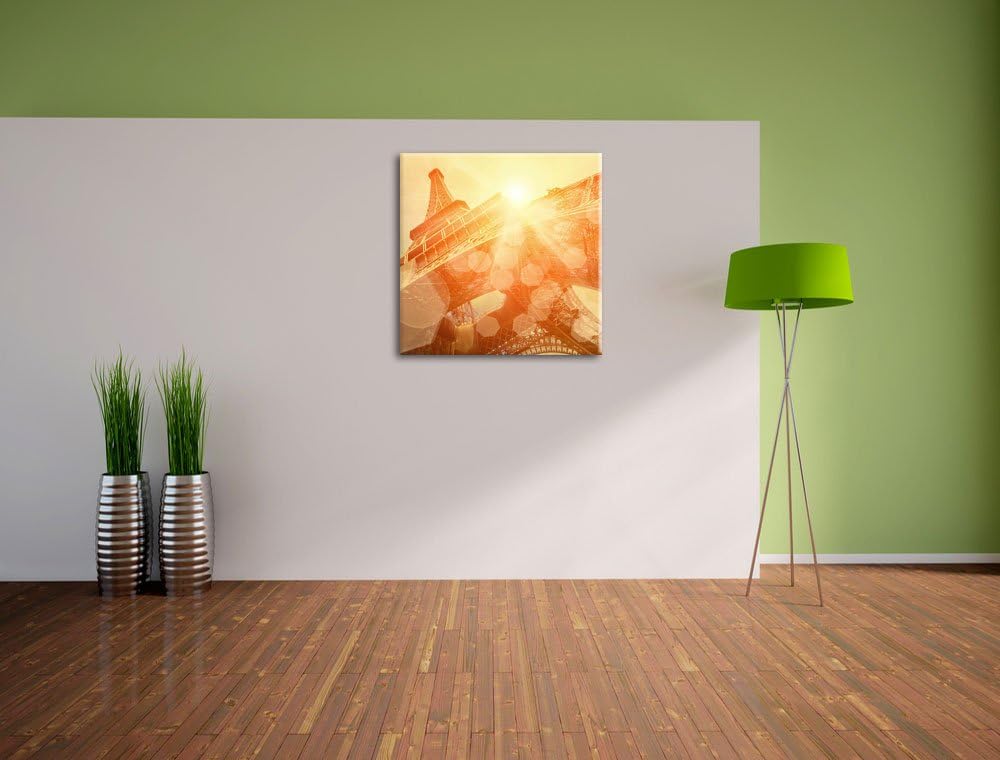 Pixxprint Der Eiffelturm im Sonnenschein, Format: 70x70 auf Leinwand, 70x70