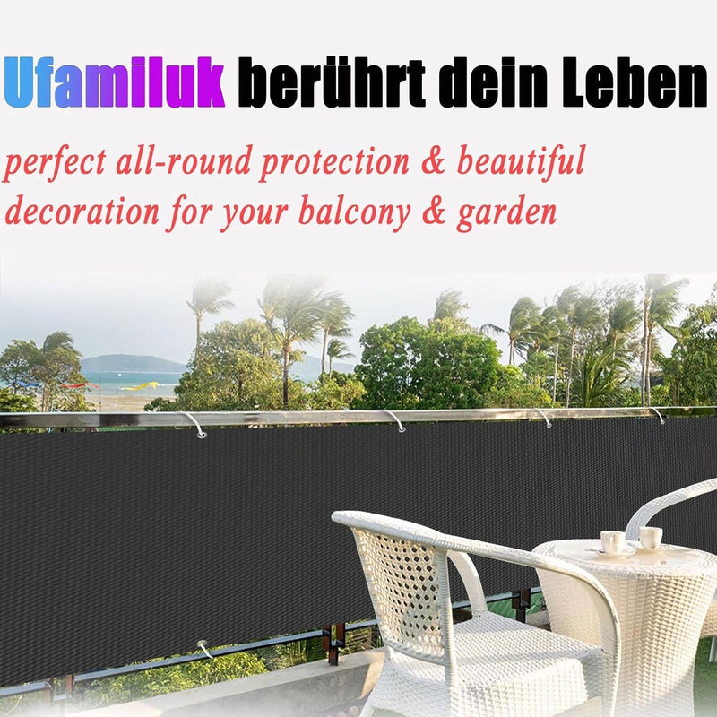 Ufamiluk Balkon Windschutz Anthrazit balkonverkleidung Fuer den Balkon Kunststoff 100% Privatsphäre