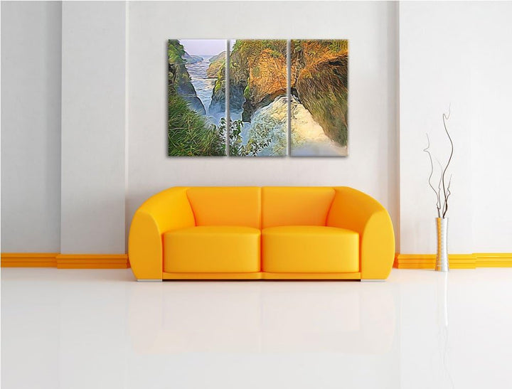 gigantischer Wasselfall NewArt 3-Teiler Leinwandbild 120x80 Bild auf Leinwand, XXL riesige Bilder fe