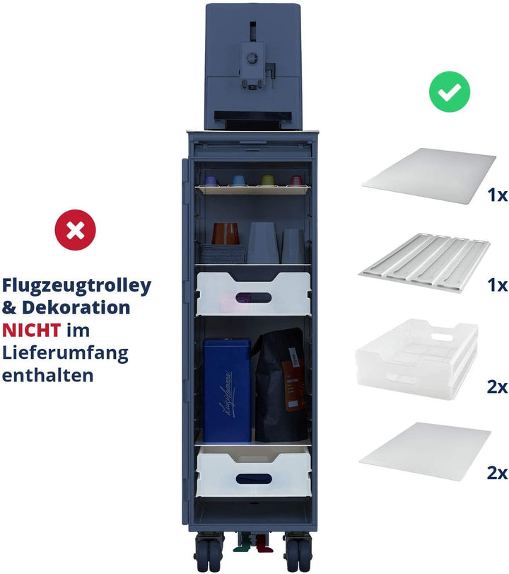 Ausstattungspaket Kaffeebar, Zubehör für Airline Trolleys, Kaffeebar-Möbel (Kunststoff, KSSU + Kaffe