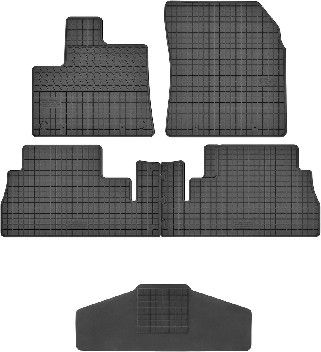 Fussmatten Vorne, Hinten + Tunnel Matte 5er Set für Peugeot Rifter seit 2018 Gummi Gummimatten Vorne