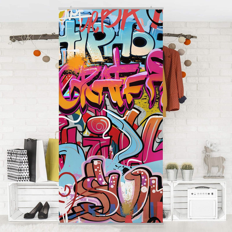 Bilderwelten Raumteiler Hiphop Graffiti 250x120cm ohne Halterung 250x120cm without hanger, 250x120cm