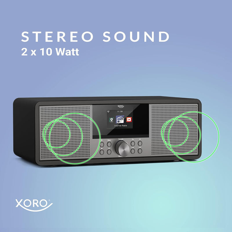 XORO HMT 600 V2 - All-in-One Internetradio mit WLAN, CD-Player, DAB+/FM Radio, Bluetooth, Podcast, U