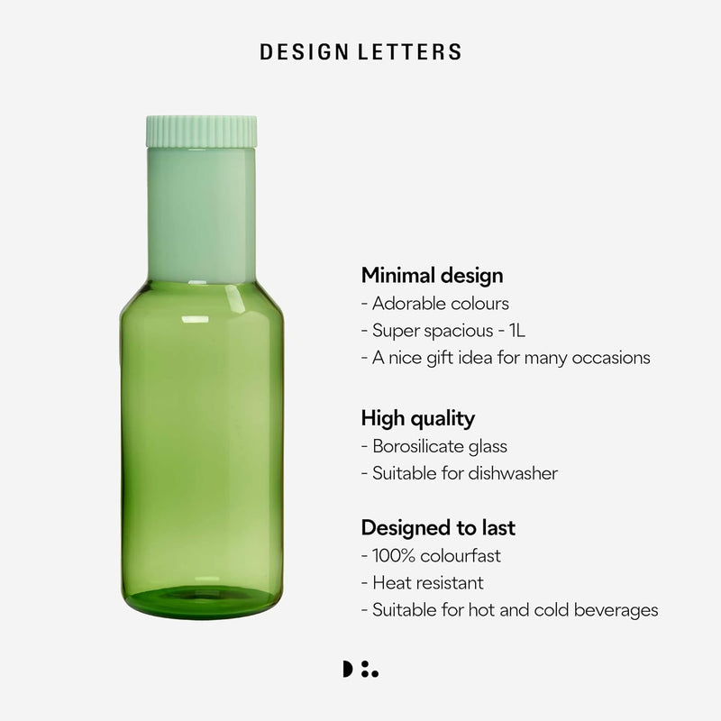 Design Letters Glaskaraffe mit Deckel 1L | muttertagsgeschenk | spülmaschinenfest wasserkaraffe mit